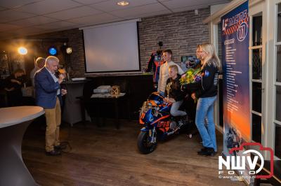 Huldiging Levi Flier voor inmiddels al weer zijn 3e titel Nederlands Kampioen Mini bike, 2x Ovhale 110 en nu in de Ovhale 160 Klasse. - © NWVFoto.nl