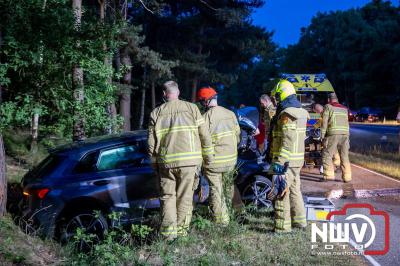 Bestuurder gewond na frontale botsing met boom op de Woldberg, Elburgeweg N309 Epe. - © NWVFoto.nl