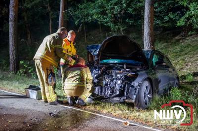 Bestuurder gewond na frontale botsing met boom op de Woldberg, Elburgeweg N309 Epe. - © NWVFoto.nl