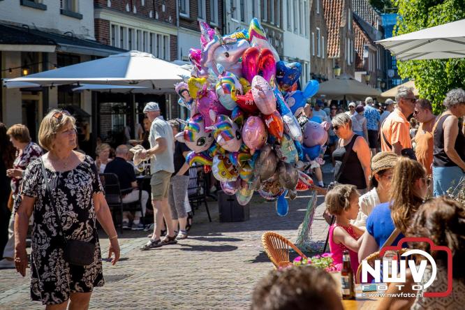 Volle terrassen, drukke kramen en zomerse gezelligheid tijdens Pinkstermarkt in Elburg - &copy; NWVFoto.nl